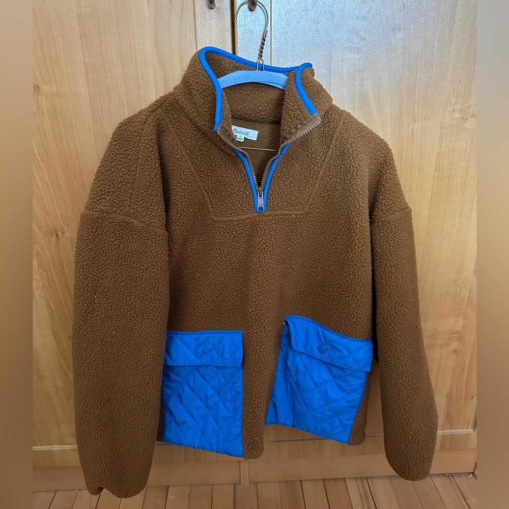 Madewell Fleece Quilted-Pocket Popover Jacket